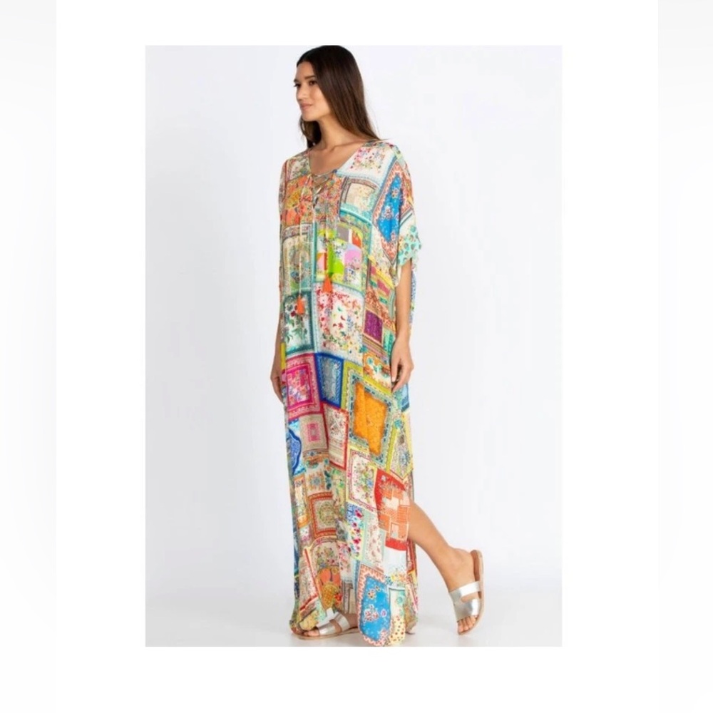 JOHNNY WAS | Bella Silk cotton blend Floral V-Neck Maxi Dress Women’s Size s m